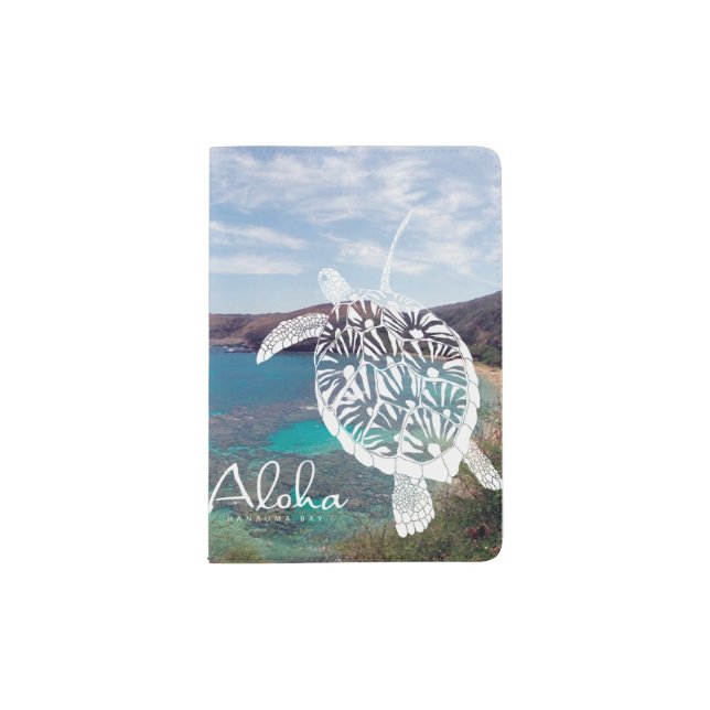 Aloha Hanauma Bay Hawaii Turtle Passport Holder (Front)
