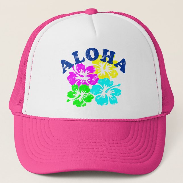 Aloha Hat Colorful Hawaiian Flowers | Holiday Gift (Front)