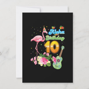 Aloha Hawaii 10th Birthday 10 Years Old Flamingo H Invitation