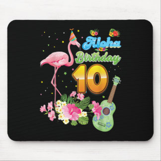 Aloha Hawaii 10th Birthday 10 Years Old Flamingo H Mouse Pad