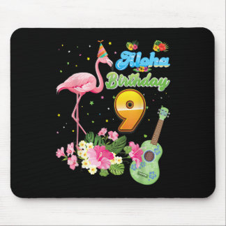 Aloha Hawaii 9th Birthday 9 Years Old Flamingo Haw Mouse Pad