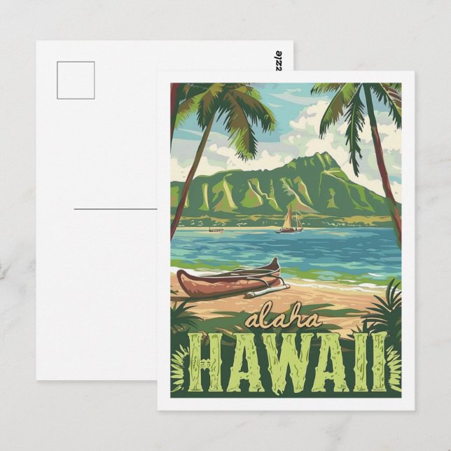 Aloha Hawaii America Vintage Famous Travel Place Postcard (Front/Back)