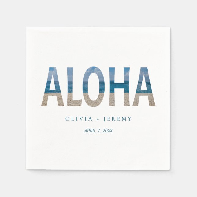 Aloha Hawaii Beach Photo Destination Wedding Napkins (Front)