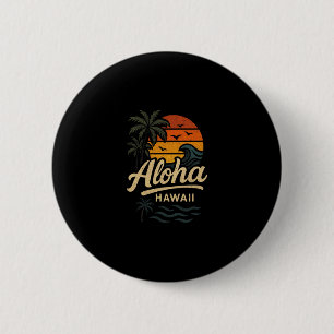 Aloha Hawaii Beach Summer Surfing 70s Retro Button