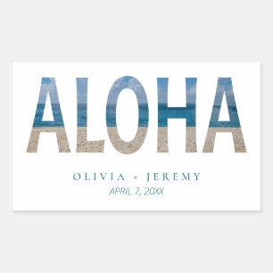 Aloha Hawaii Beach Tropical Wedding Welcome Rectangular Sticker