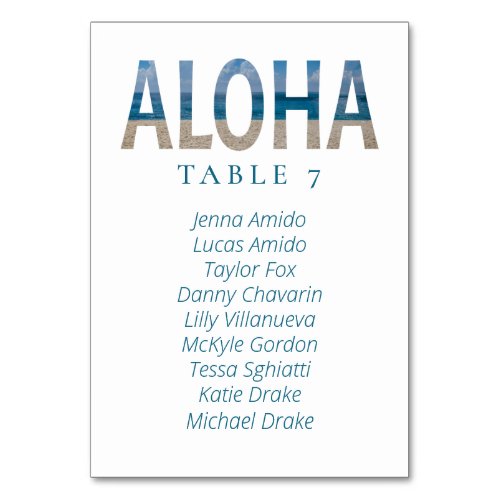 Aloha Hawaii Beach Wedding Seating Chart Cards