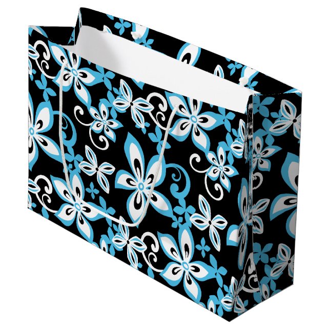 ALOHA HAWAII (BLACK/BLUE) LARGE GIFT BAG (Front Angled)
