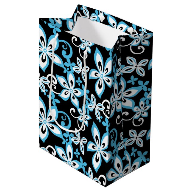 ALOHA HAWAII (BLACK/BLUE) MEDIUM GIFT BAG (Front Angled)