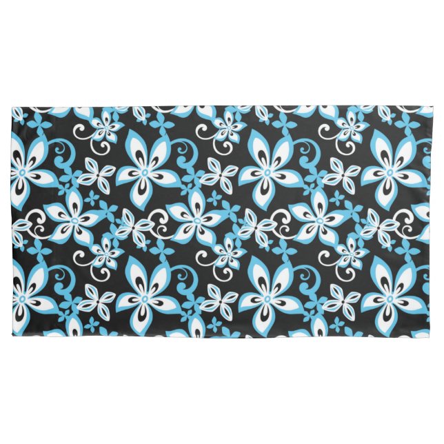 ALOHA HAWAII (BLACK/BLUE) PILLOW CASE (Front-Left)