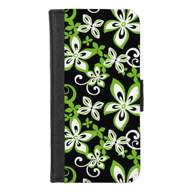 ALOHA HAWAII (BLACK/LIME) iPhone WALLET CASE (Front)