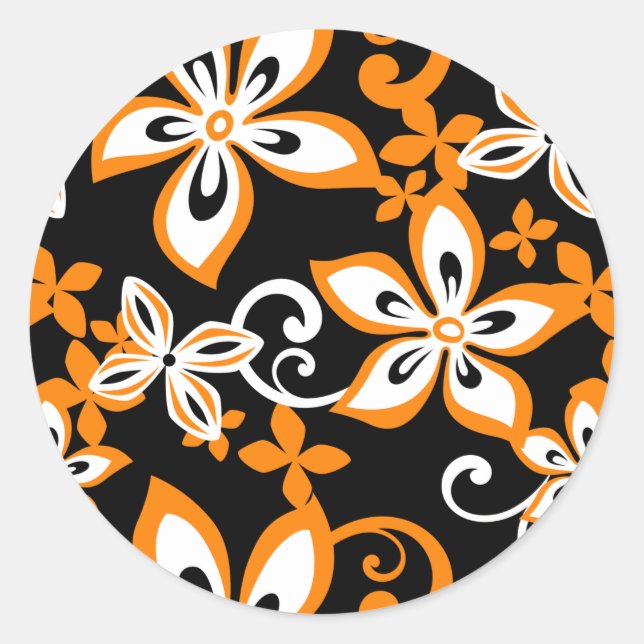 ALOHA HAWAII (BLACK/ORANGE) CLASSIC ROUND STICKER (Front)