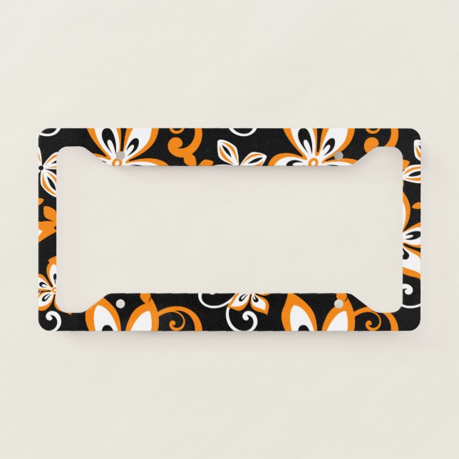 ALOHA HAWAII (BLACK/ORANGE) LICENSE PLATE FRAME (Front)