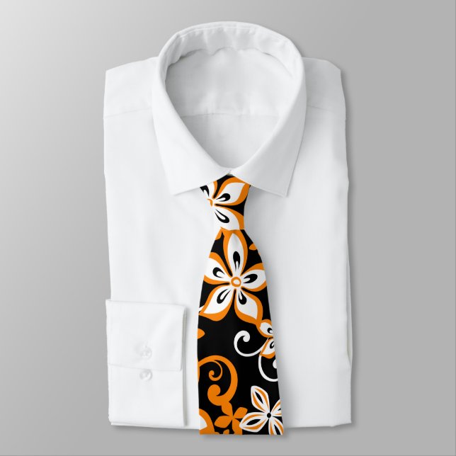 ALOHA HAWAII (BLACK/ORANGE) NECK TIE (Tied)