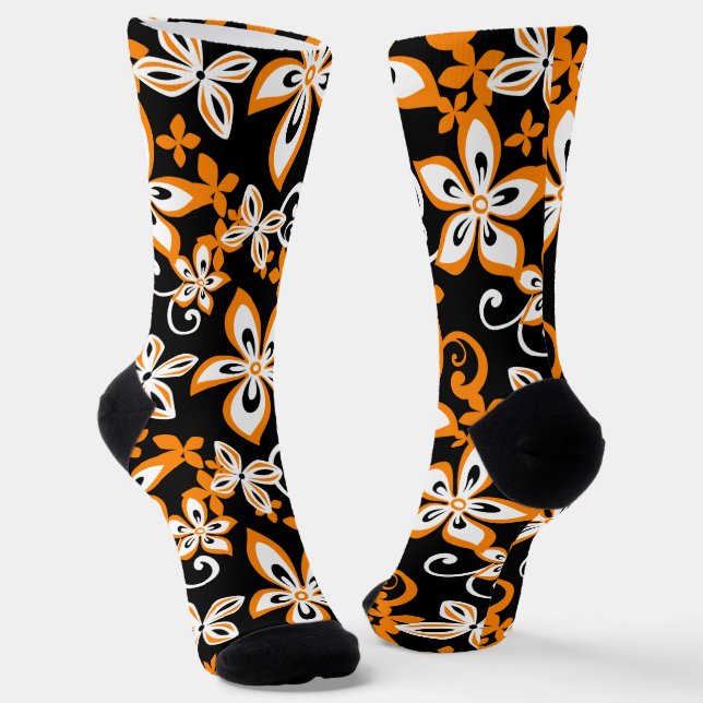 ALOHA HAWAII (BLACK/ORANGE) SOCKS (Angled)