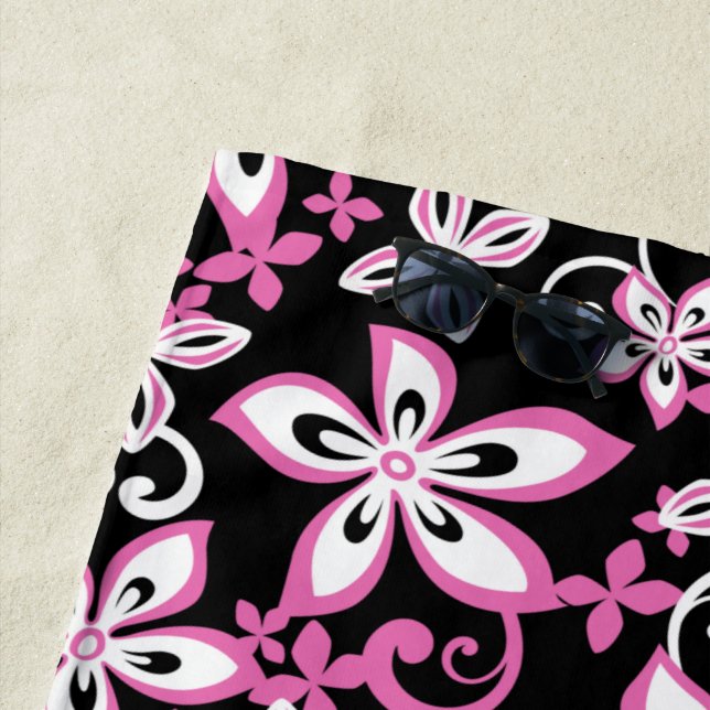 ALOHA HAWAII (BLACK/PINK) BEACH TOWEL (In Situ)