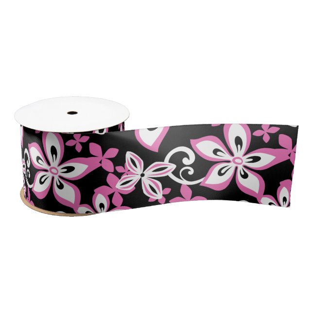 ALOHA HAWAII (BLACK/PINK) SATIN RIBBON (Spool)