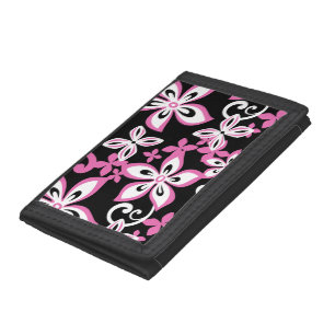 ALOHA HAWAII (BLACK/PINK) TRIFOLD WALLET