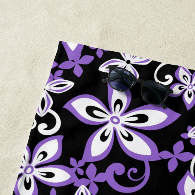 ALOHA HAWAII (BLACK/PURPLE) BEACH TOWEL (In Situ)