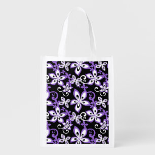 ALOHA HAWAII (BLACK/PURPLE) GROCERY BAG
