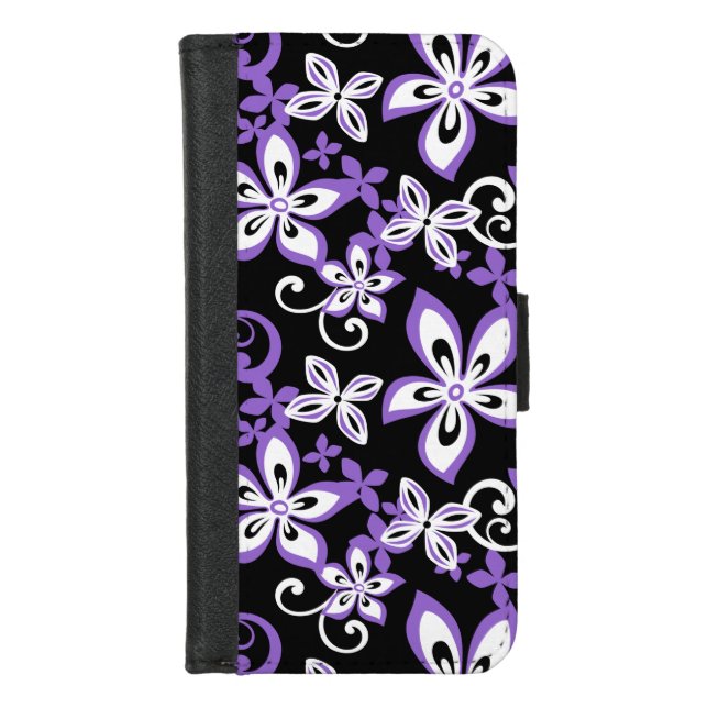 ALOHA HAWAII (BLACK/PURPLE) iPhone WALLET CASE (Front)