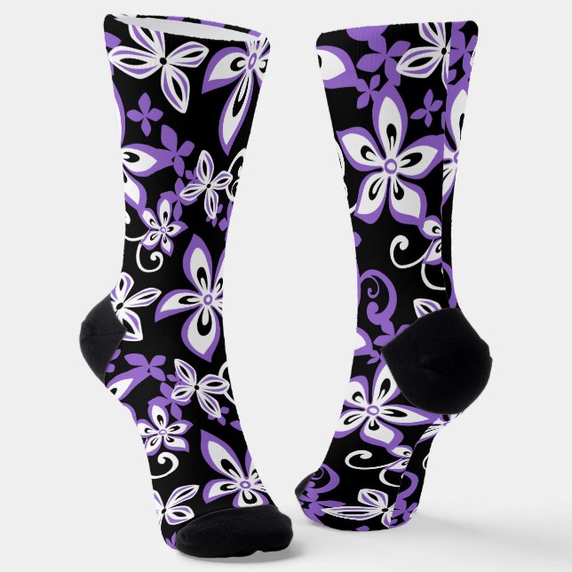 ALOHA HAWAII (BLACK/PURPLE) SOCKS (Angled)
