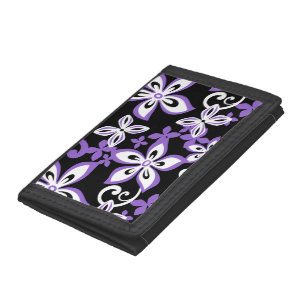 ALOHA HAWAII (BLACK/PURPLE) TRIFOLD WALLET