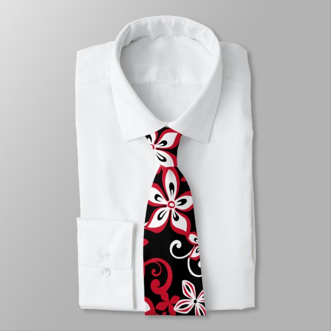 ALOHA HAWAII (BLACK/RED) NECK TIE (Tied)