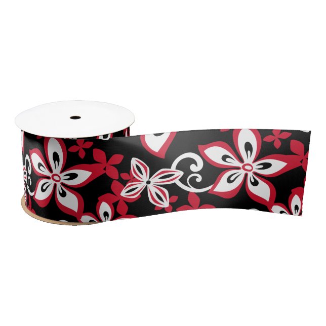 ALOHA HAWAII (BLACK/RED) SATIN RIBBON (Spool)