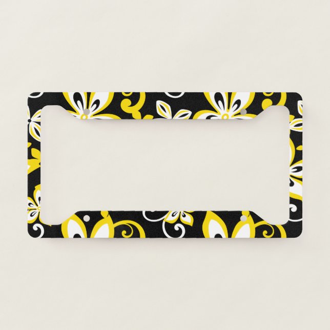 ALOHA HAWAII (BLACK/YELLOW) LICENSE PLATE FRAME (Front)