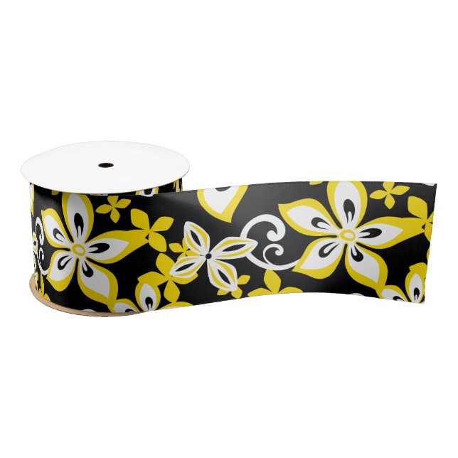 ALOHA HAWAII (BLACK/YELLOW) SATIN RIBBON (Spool)