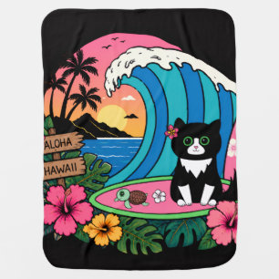 Aloha Hawaii Cat Trip Baby Blanket