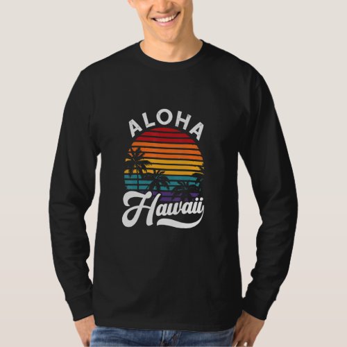 Aloha Hawaii Design Retro Vintage Sunset Pul Hoodi T_Shirt