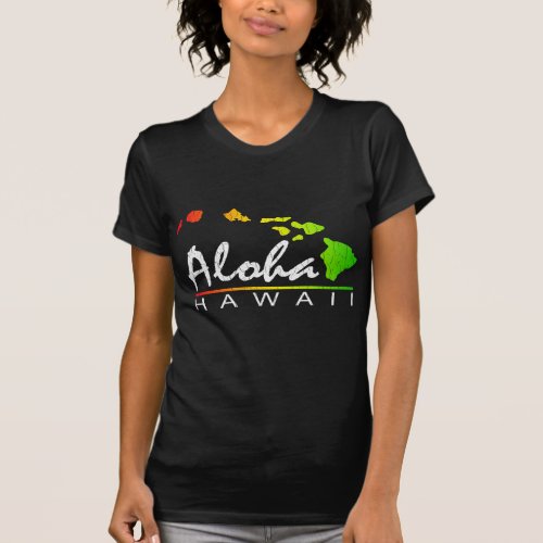 ALOHA Hawaii Distressed Design T_Shirt