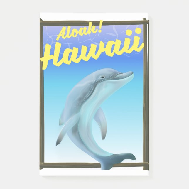 Aloha! Hawaii! Dolphin travel poster Post-it Notes (Front)