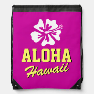 Aloha Hawaii flower beach drawstring backpack bag