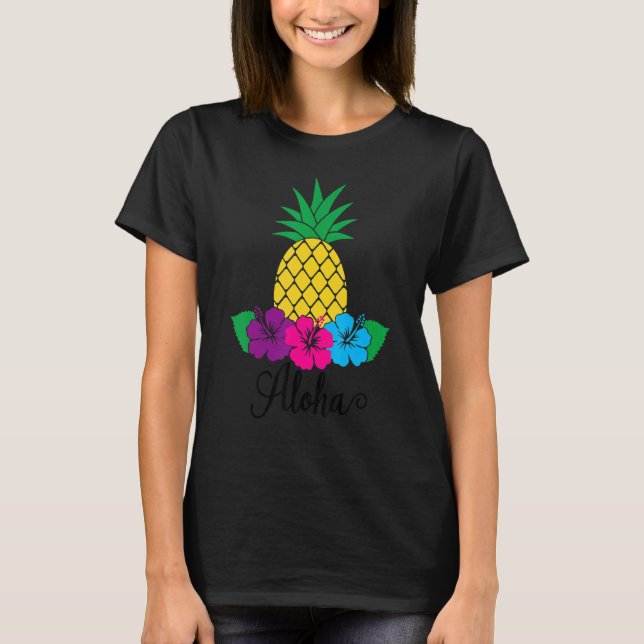 Aloha Hawaii From The Island Feel The Aloha Flower T-Shirt (Front)