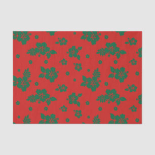 Aloha Hawaii Green on Red Christmas Pattern Tissue Paper