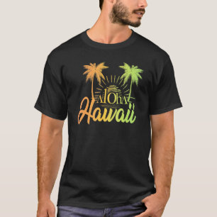 Aloha Hawaii Hawaiian Coconut Tree Beaches Summer T-Shirt