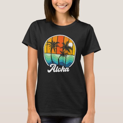 Aloha Hawaii Hawaiian  For Boys Girls Palm Tree Su T_Shirt