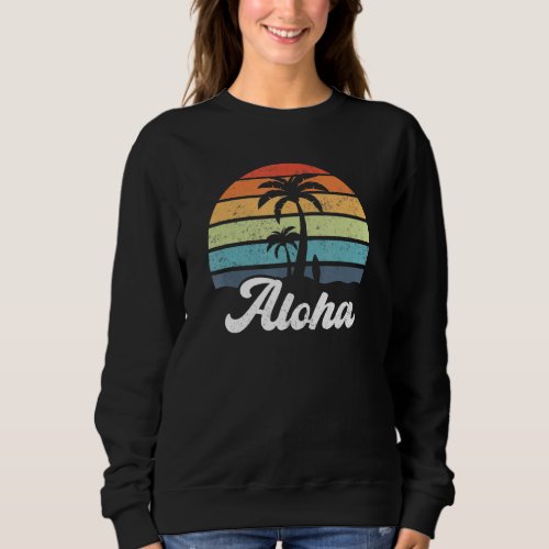 Aloha Hawaii Hawaiian Island Palm Beach Surfboard  Sweatshirt