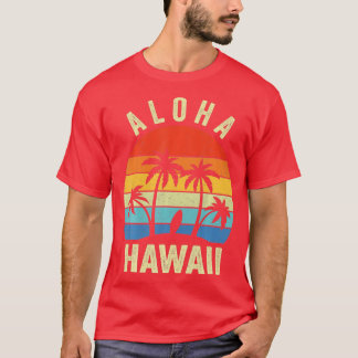 Aloha Hawaii Hawaiian Island Palm Beach Surfboard T-Shirt