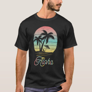 Aloha Hawaii Hawaiian Island Palm Beach Surfboard T-Shirt