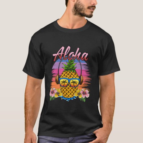 Aloha Hawaii Hawaiian Island Palm Beach Surfboard  T_Shirt