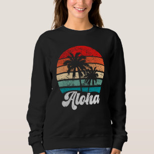 Aloha Hawaii Hawaiian Island Palm Tree Beach Retro Sweatshirt