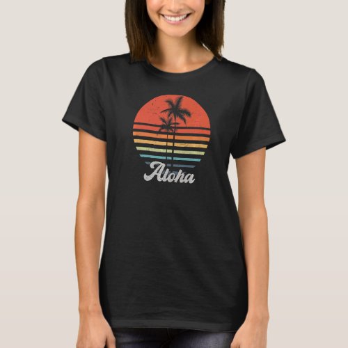 Aloha Hawaii Hawaiian Island  Palm Tree Beach Vint T_Shirt