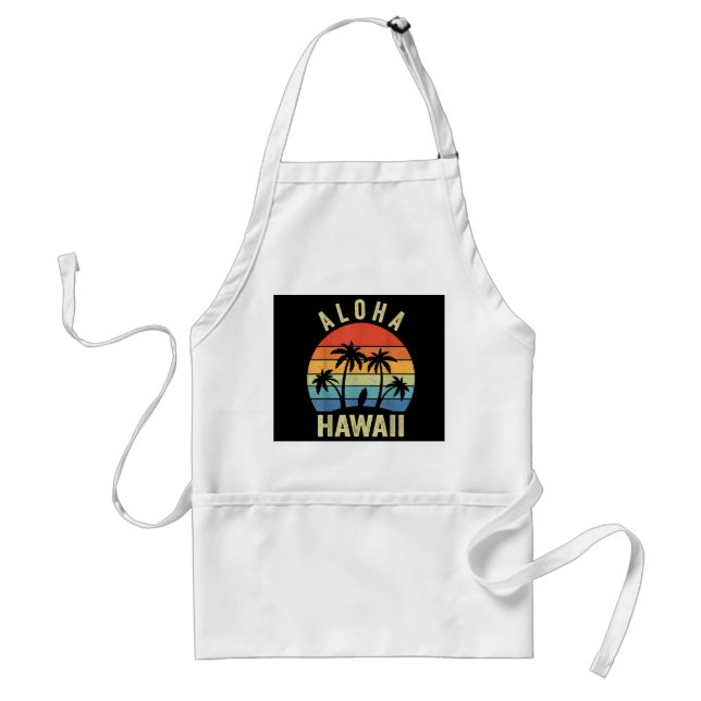 Aloha Hawaii Hawaiian Island Shirt Palm Beach Surf Adult Apron (Front)