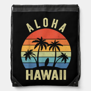 Aloha Hawaii Hawaiian Island Shirt Palm Beach Surf Drawstring Bag
