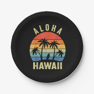 Aloha Hawaii Hawaiian Island Shirt Palm Beach Surf Paper Plates