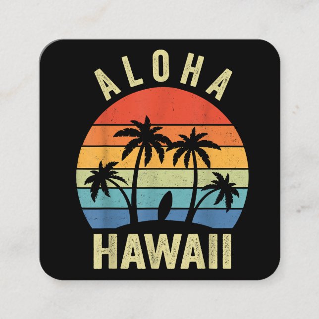 Aloha Hawaii Hawaiian Island Shirt Palm Beach Surf Square Business Card (Front)