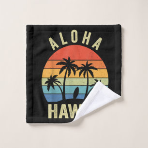 Aloha Hawaii Hawaiian Island Shirt Palm Beach Surf Wash Cloth